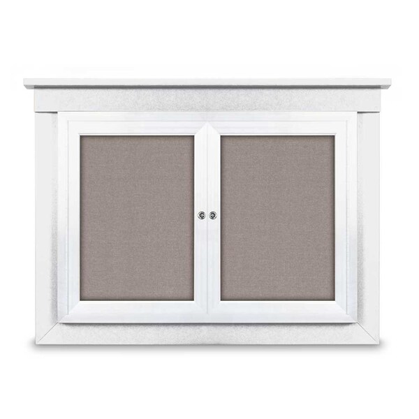 60"x36" 2-Door Enclosed Letterboard, Header, Grey Vinyl/Lt Oak